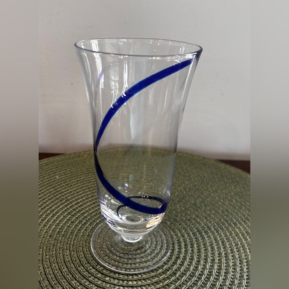 Pier 1 Swirline Cobalt Blue Iced Tea Water Glass 14 ounce in Pristine Condition - Picture 2 of 7